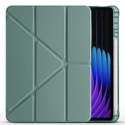 Xiaomi Pad 7 Kılıf Zore Tri Folding Kalem Bölmeli Standlı Kılıf Koyu Yeşil