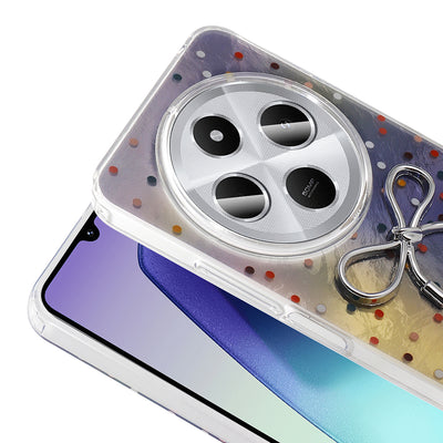 Xiaomi Redmi 14C 4G Kılıf Kamera Korumalı Figürlü Zore Ponti Silikon Kapak Lila