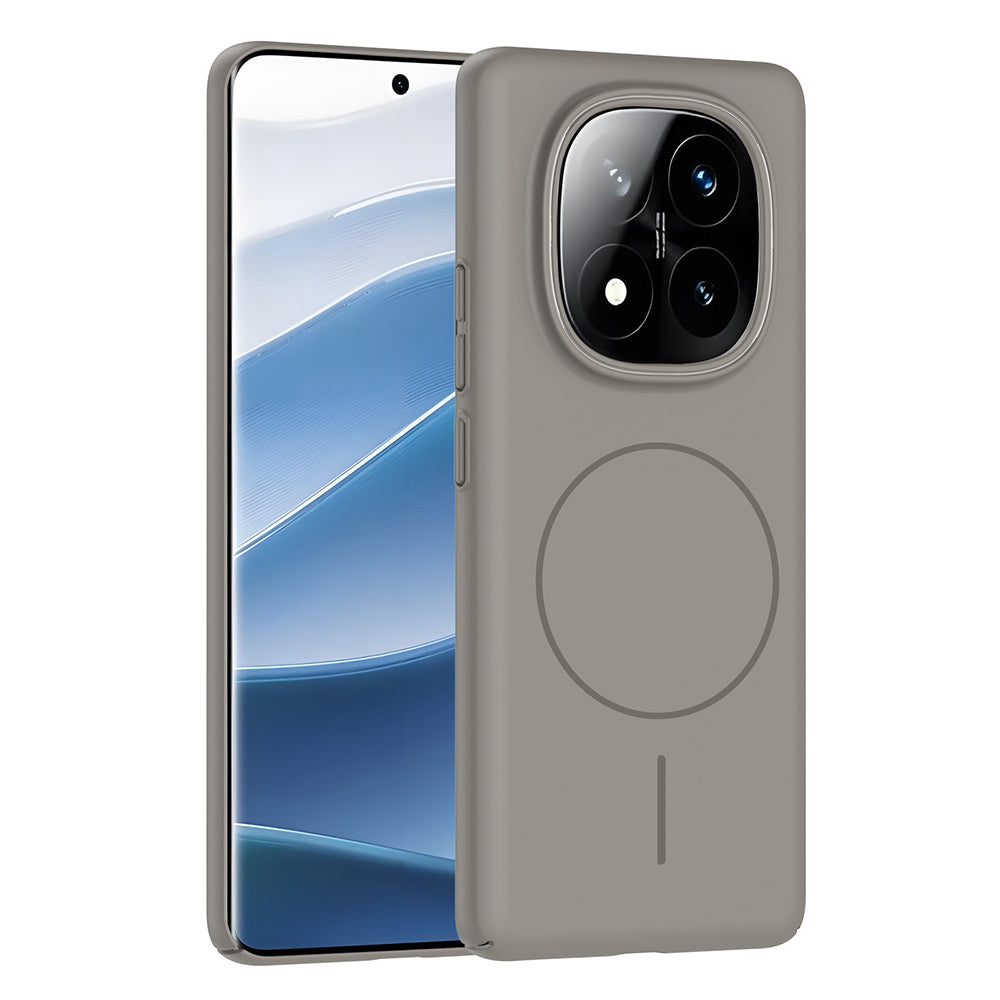 Xiaomi Redmi Note 14 Pro Plus Kılıf M-safe Şarj Özellikli Zore Ruby Sert Kapak Gri