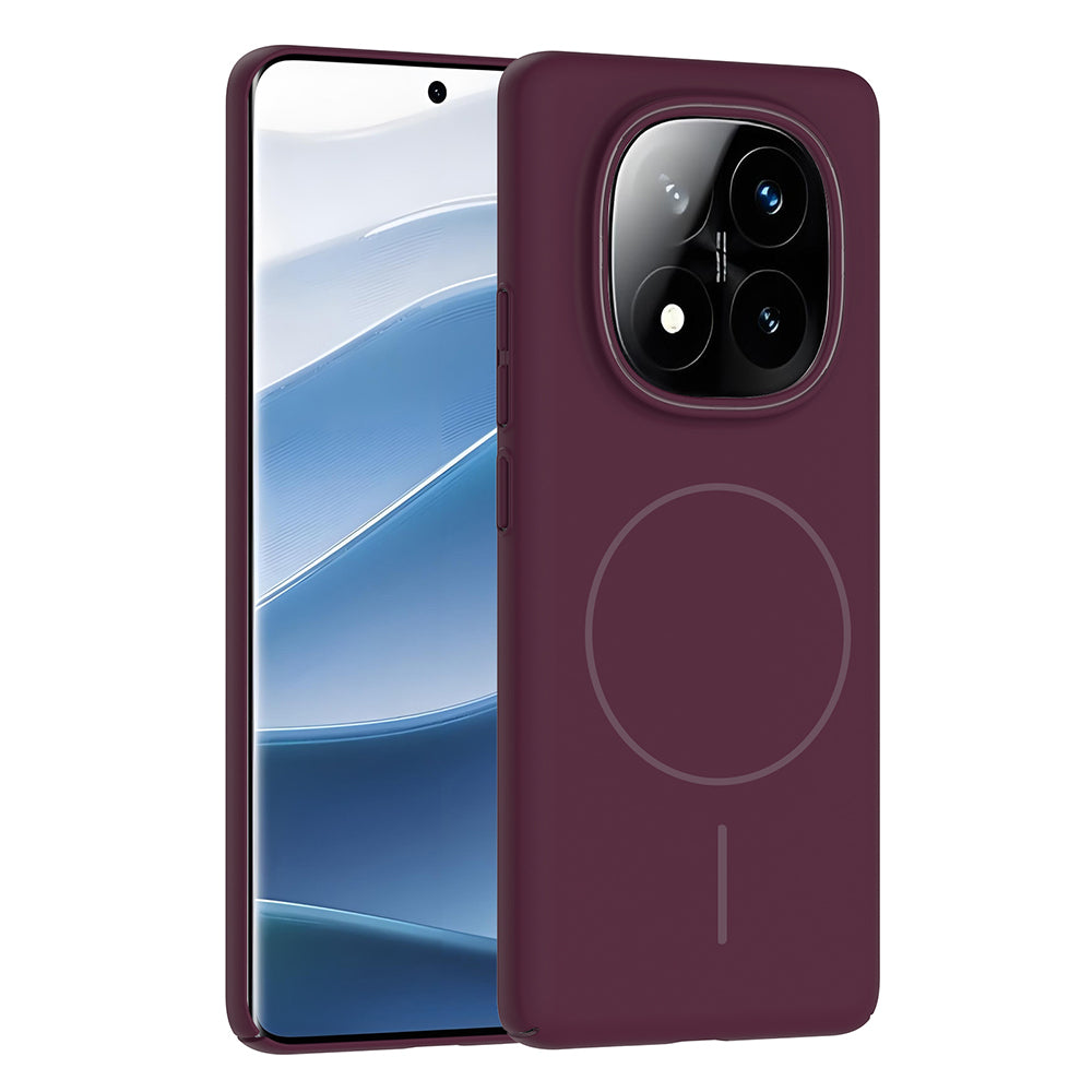 Xiaomi Redmi Note 14 Pro Plus Kılıf M-safe Şarj Özellikli Zore Ruby Sert Kapak Mürdüm