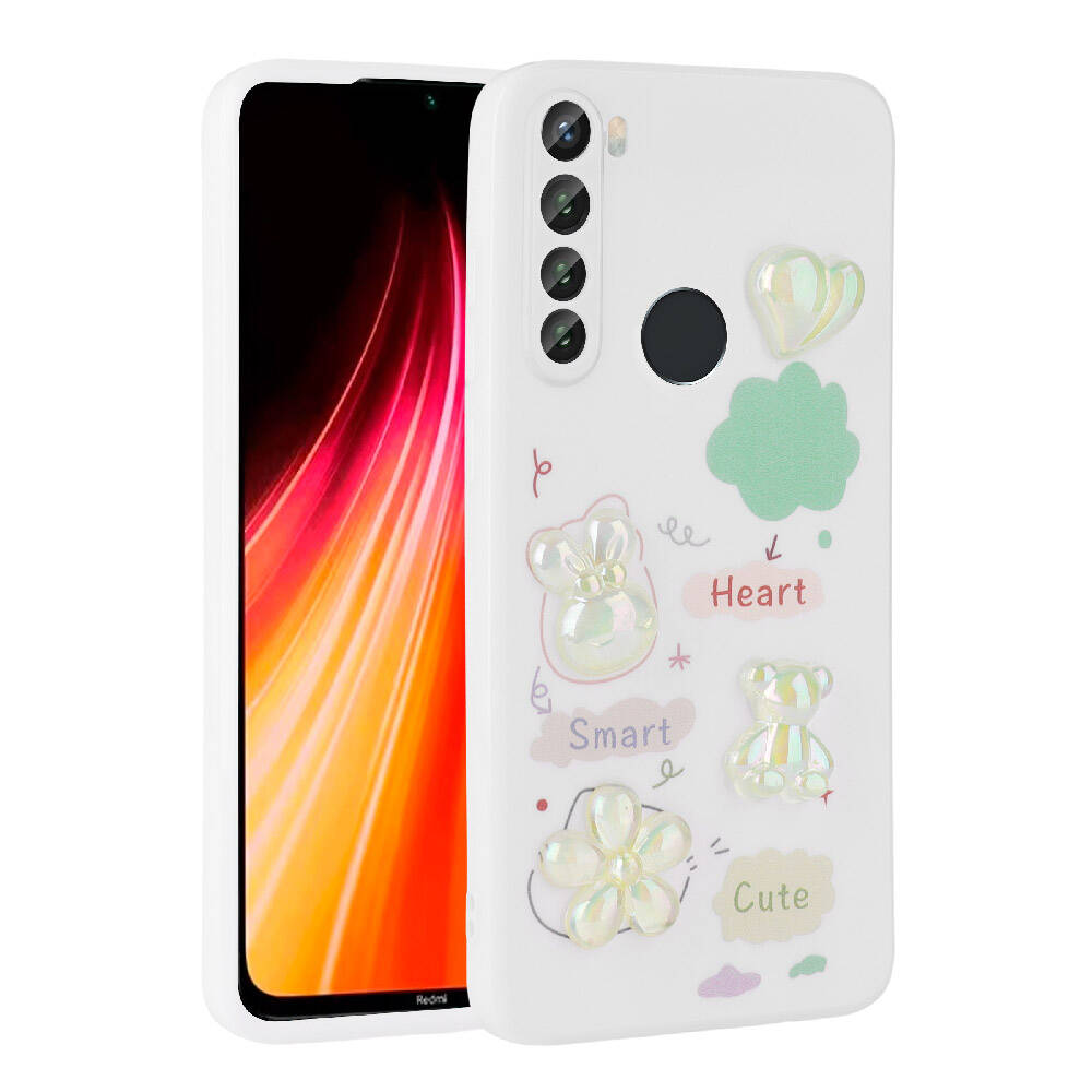 Xiaomi Redmi Note 8 Kılıf Kabartma Figürlü Parlak Zore Toys Silikon Kapak