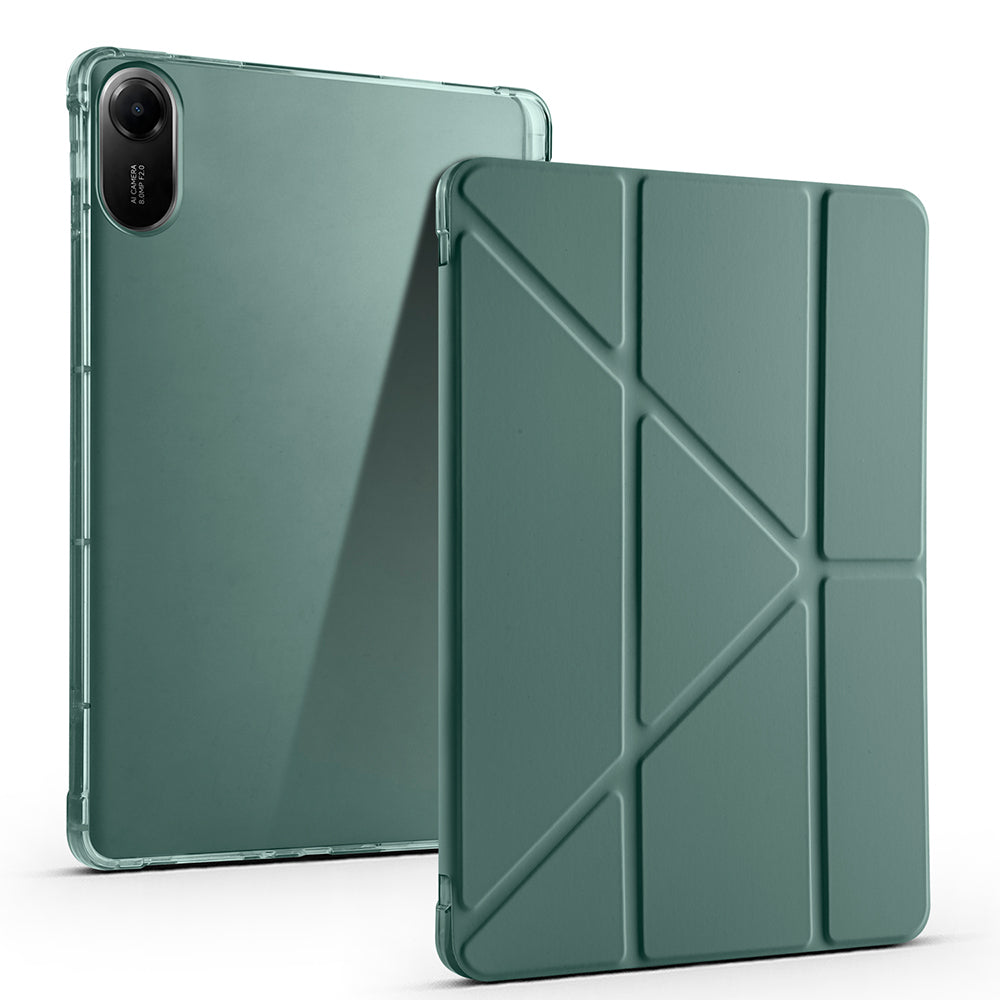 Xiaomi Redmi Pad 2 Kılıf Zore Tri Folding Kalem Bölmeli Standlı Kılıf Koyu Yeşil