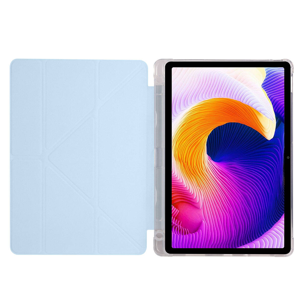 Xiaomi Redmi Pad SE Kılıf Zore Tri Folding Kalem Bölmeli Standlı Kılıf Mavi