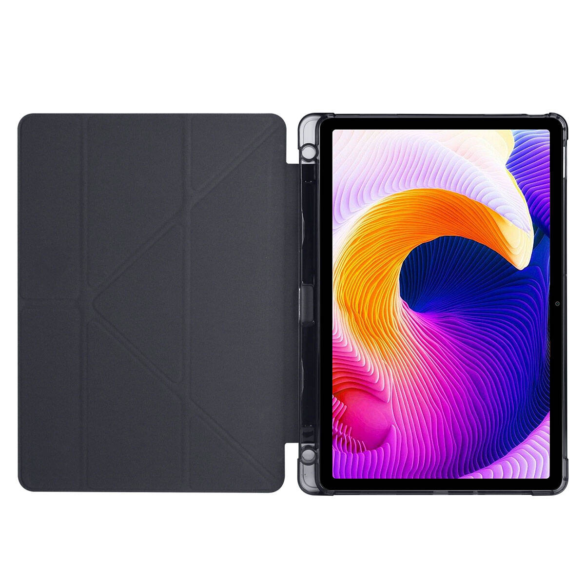 Xiaomi Redmi Pad SE Kılıf Zore Tri Folding Kalem Bölmeli Standlı Kılıf Mavi