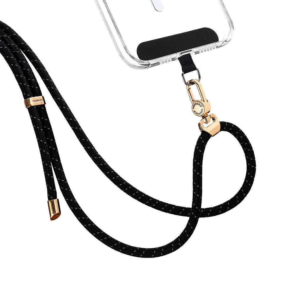 Youngkit YQ002 Yansıtıcı Şerit Desenli Cep Telefonu Boyun Askı İpi Gri