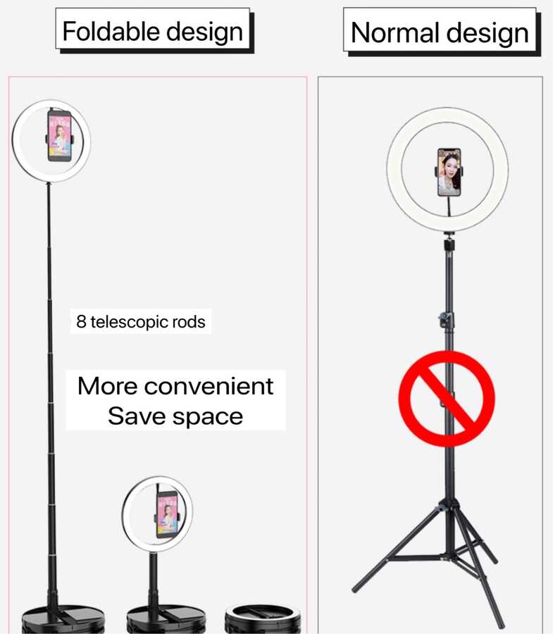 Zore 26 Cm Foldable Işıklı Telefon Tutucu Ring Light