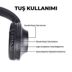 Zore BT850 Ayarlanabilir ve Katlanabilir 90 Derece Dönebilen Kulak Üstü Bluetooth Kulaklık