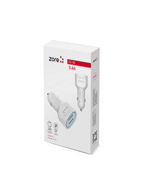 Zore CC-01 Hızlı Şarj Özellikli LED Işıklı Dual USB Araç Şarj Başlığı 18W