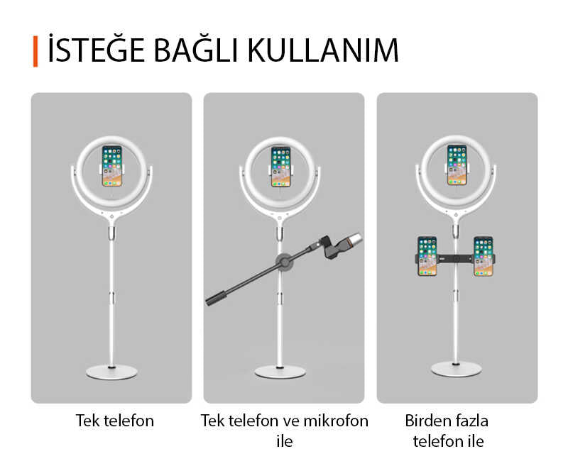 Zore F-539A Işıklı Telefon Tutucu Ring Light