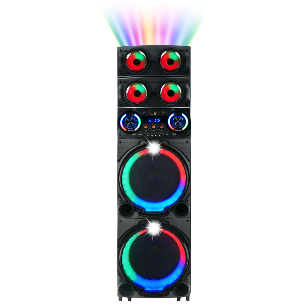 Zore GD-2126 Dijital LED Göstergeli FM Radyolu Mikrofonlu RGB TWS Çift 12 inç Stereo Bass Kablosuz Karaoke Hoparlör