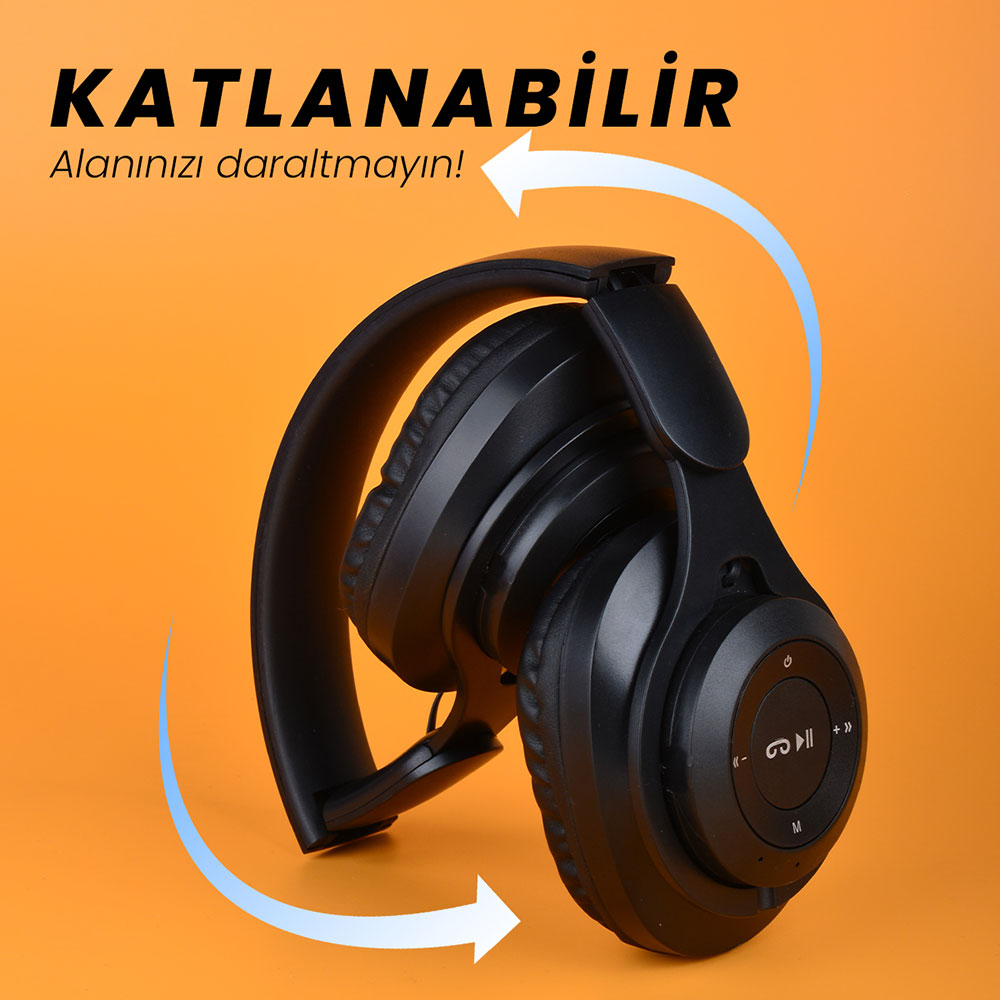 Zore M6 Plus Ayarlanabilir ve Katlanabilir Kulak Üstü Bluetooth Kulaklık