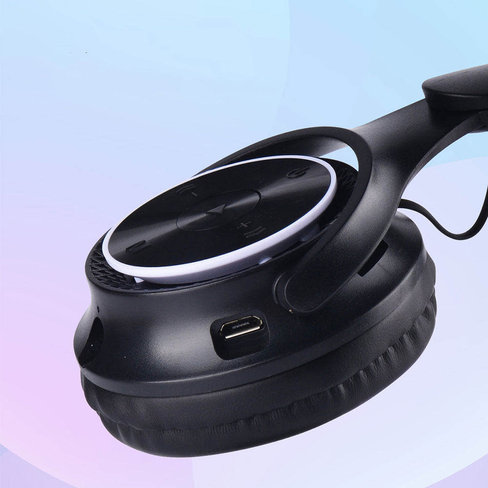 Zore M6 Pro Cat RGB Led Işıklı Kedi Kulağı Band Tasarımlı Ayarlanabilir ve Katlanabilir Kulak Üstü Bluetooth Kulaklık Pembe