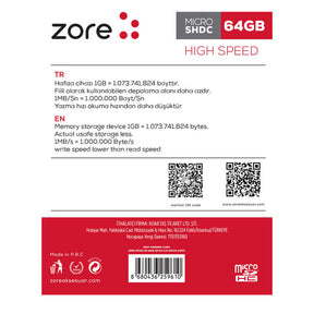 Zore Micro SD Hafıza Kartı 64GB