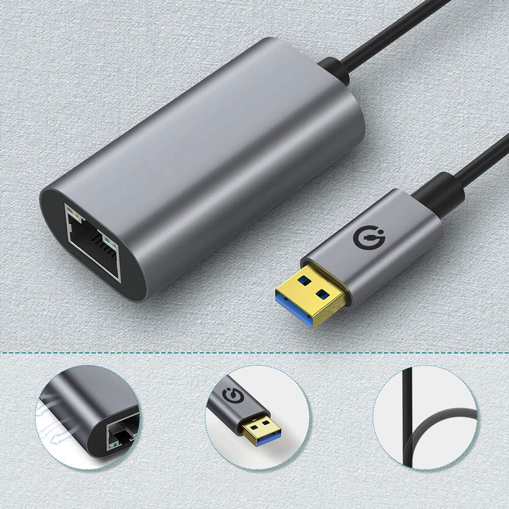 Zore QG03 USB-A to RJ45 USB3.0 Ethernet Dönüştürücü Kablo 1000Mbps 22cm