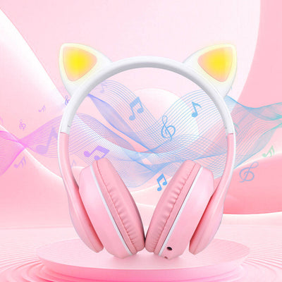 Zore STN-28 Pro Kedi Kulaklı Tasarımlı RGB Işıklı Bluetooth Kulaklık Pembe